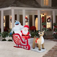 6ft. Airblown® Inflatable Rudolph Pulling Santa & Bumble Sleigh Scene