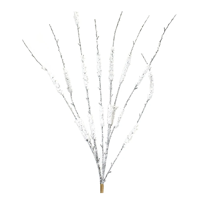 Silver Flocked Tinsel Branch, 12ct.