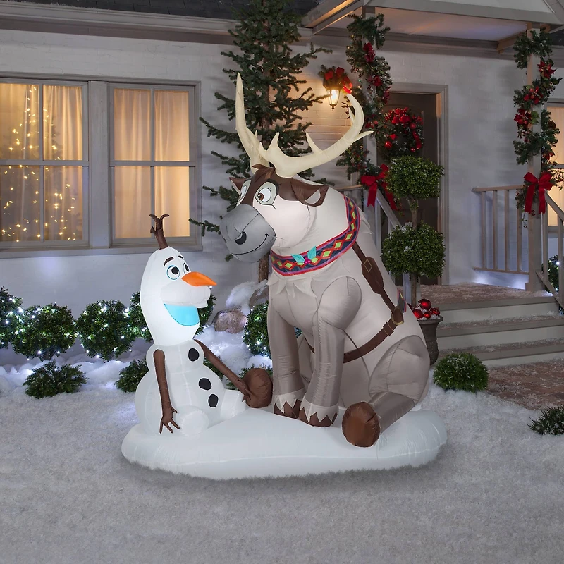 7ft. Airblown® Inflatable Disney Olaf & Sven Scene