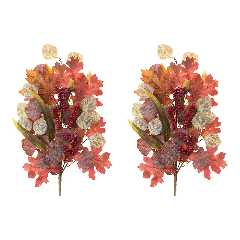 Orange Mixed Fall Foliage Leaf Stems, 2ct.