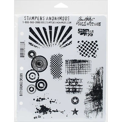 Stampers Anonymous Tim Holtz® Bitty Grunge Cling Stamps