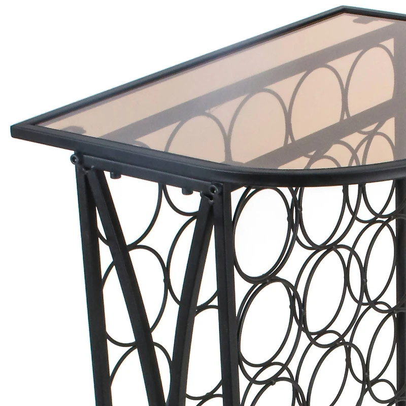 Sorbus 30-Bottle Metal Wine Stand with Glass Top