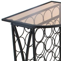 Sorbus 30-Bottle Metal Wine Stand with Glass Top