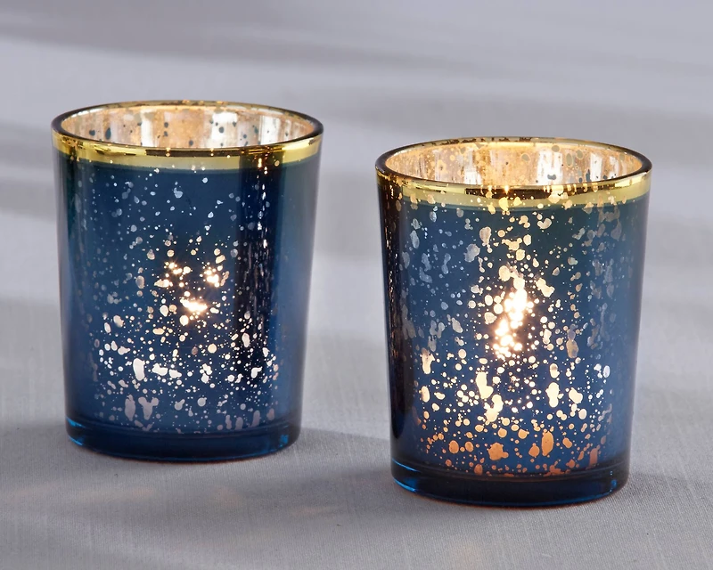 Kate Aspen® Blue Mercury Glass Tea Light Holder, 4ct.