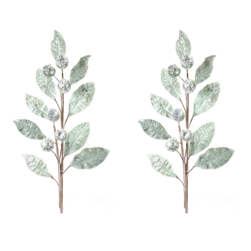Glittered Pod Leaf Spray, 2ct.