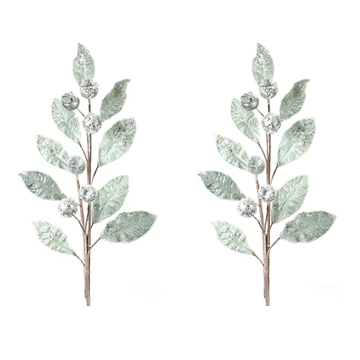 Glittered Pod Leaf Spray, 2ct.