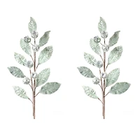 Glittered Pod Leaf Spray, 2ct.