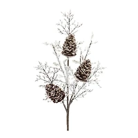 Brown & White Iced Pinecone Twig Branch, 2ct.