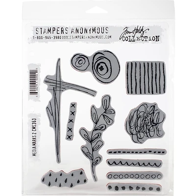 Stampers Anonymous Tim Holtz® Media Marks #2 Cling Stamps
