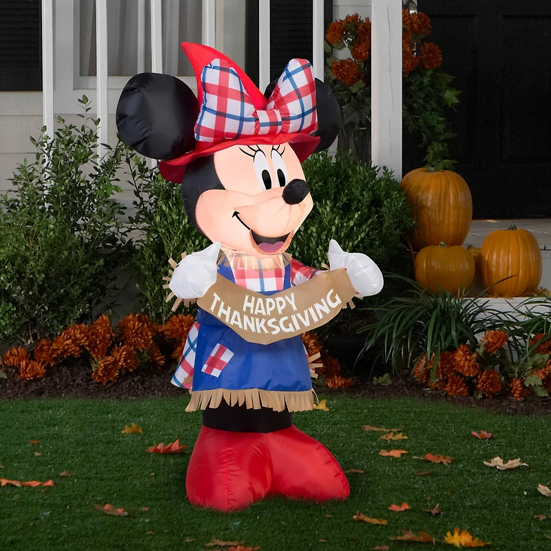 3.5ft. Airblown® Inflatable Thanksgiving Minnie as Scarecrow