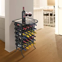 Sorbus 30-Bottle Metal Wine Stand with Glass Top