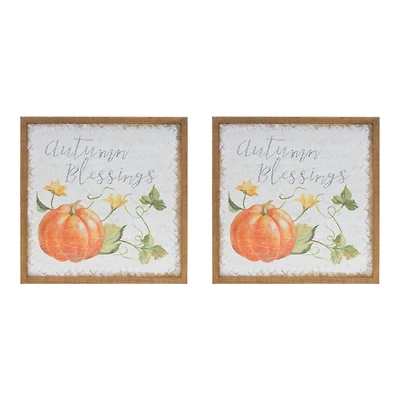 15.75" Autumn Blessing Pumpkin Sign, 2ct.