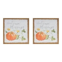 15.75" Autumn Blessing Pumpkin Sign, 2ct.