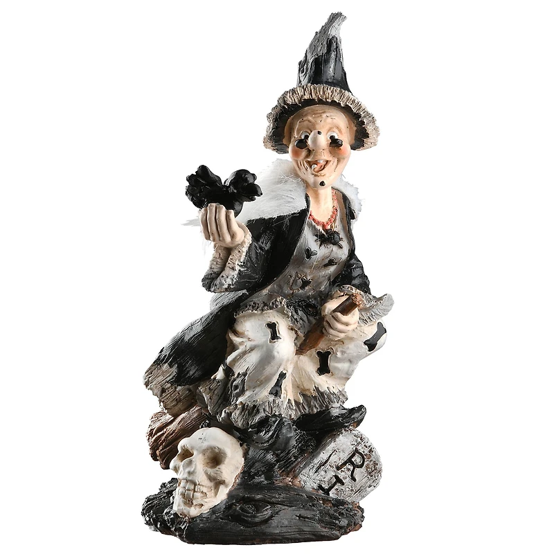 11" Witch with Black Bird Tabletop Décor