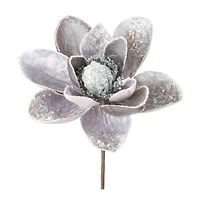 Silver & Gray Glittered Magnolia Flower Stems, 2ct.