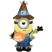 3.5ft. Airblown® Inflatable Minion Stuart Scarecrow with Thanksgiving Pumpkin