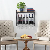 Sorbus Industrial Wall-Mounted 2-Tier Wine Shelf & Stemware Rack