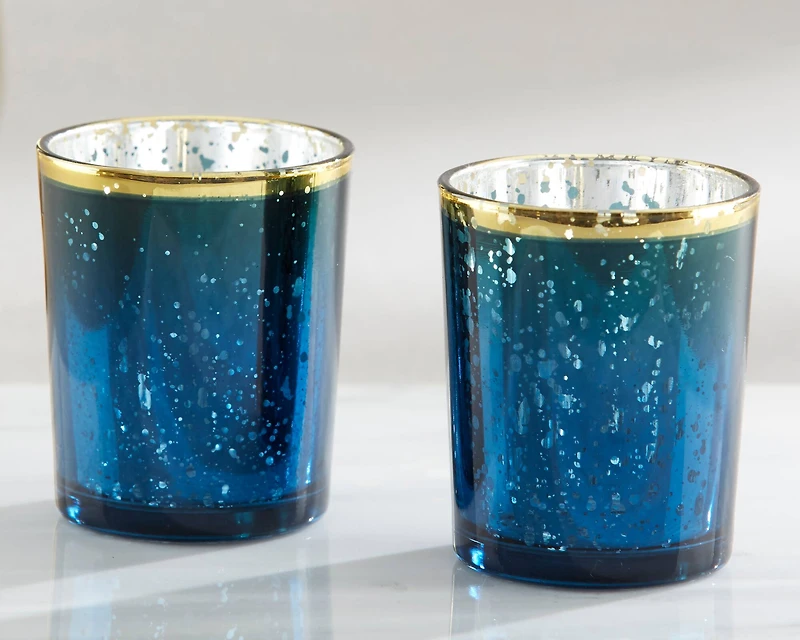 Kate Aspen® Blue Mercury Glass Tea Light Holder, 4ct.