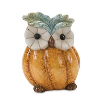 Terra Cotta Pumpkin Owl Figurine Set