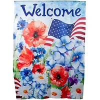 Welcome Patriotic Floral Outdoor House Flag
