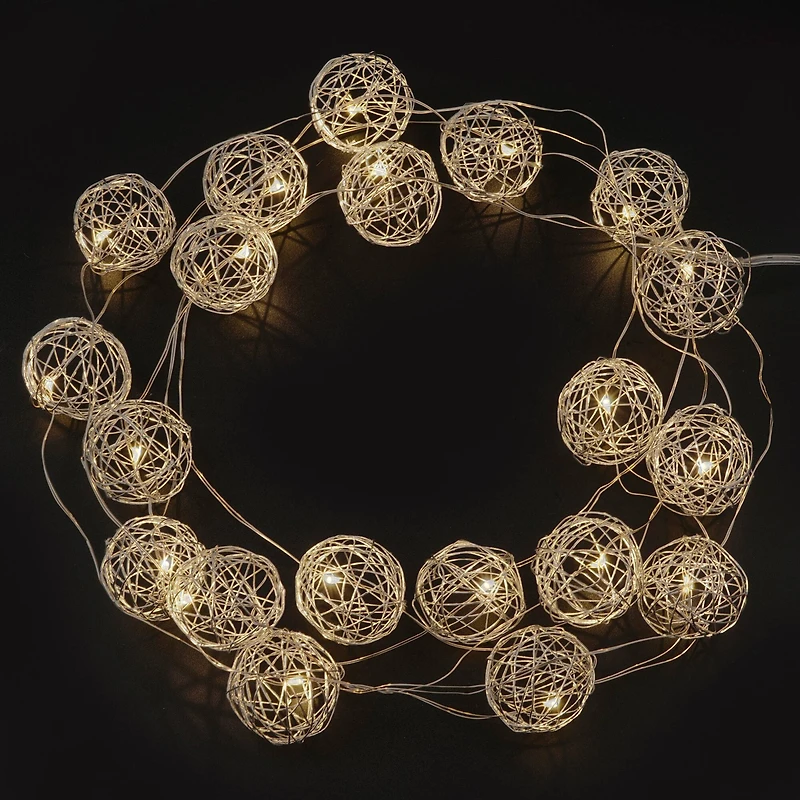 20ct. Warm White Wire Ball LED String Lights by Ashland™