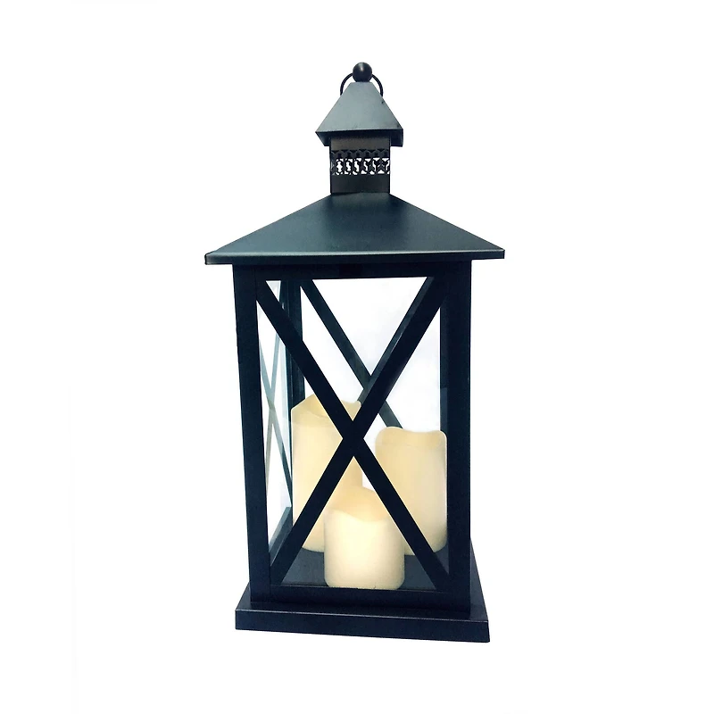 19" Black Lantern with 3 LED Candles by Ashland®