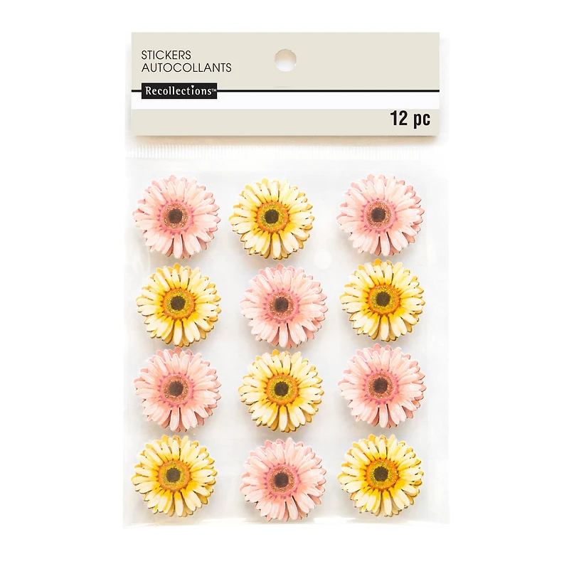 12 Packs: 12 ct. (144 total) Gerbera Daisy Stickers by Recollections™