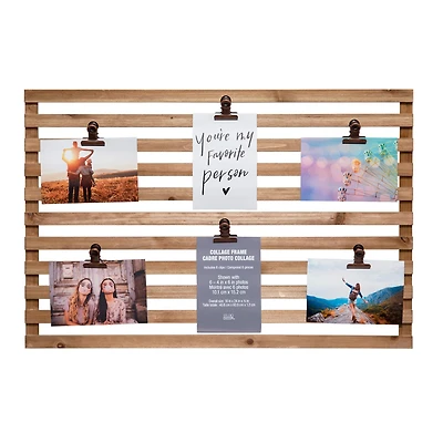6 Opening  16" x 24" Grid Board Collage Frame with Clips by Studio Décor®