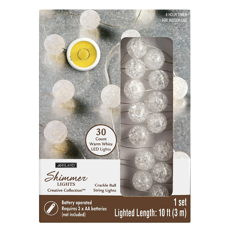 30ct. Crackle Ball LED String Lights by Ashland™ 