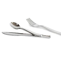 Silver Hammered Plastic Cutlery Set by Celebrate It™, 120ct.