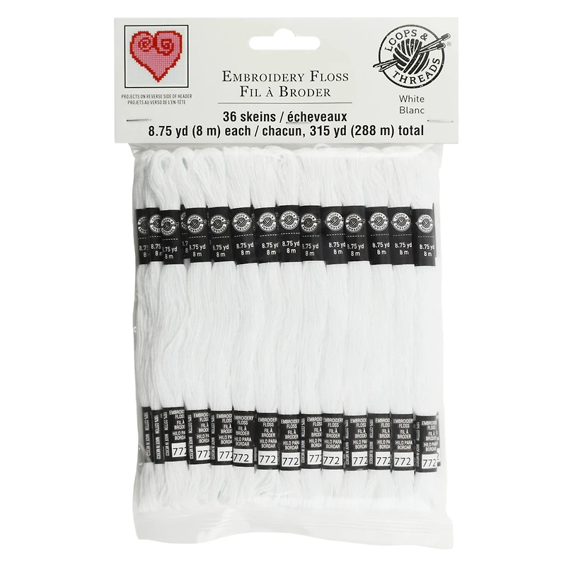 White Embroidery Floss Pack by Loops & Threads®, 36ct.