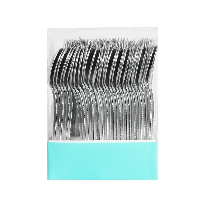 Silver Hammered Plastic Cutlery Set by Celebrate It™, 120ct.