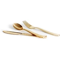 Gold Hammered Plastic Cutlery Set by Celebrate It™, 120ct.