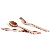 Rose Gold Hammered Plastic Cutlery Set by Celebrate It™, 120ct.