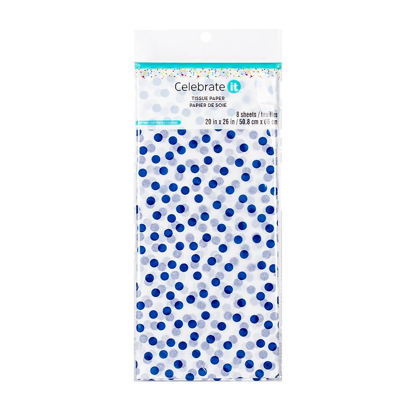 White & Navy Dotted Tissue Paper Sheets by Celebrate It™