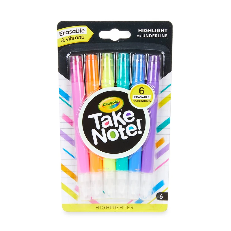 24 Packs: 6 ct. (144 total) Crayola® Take Note™ Erasable Highlighters