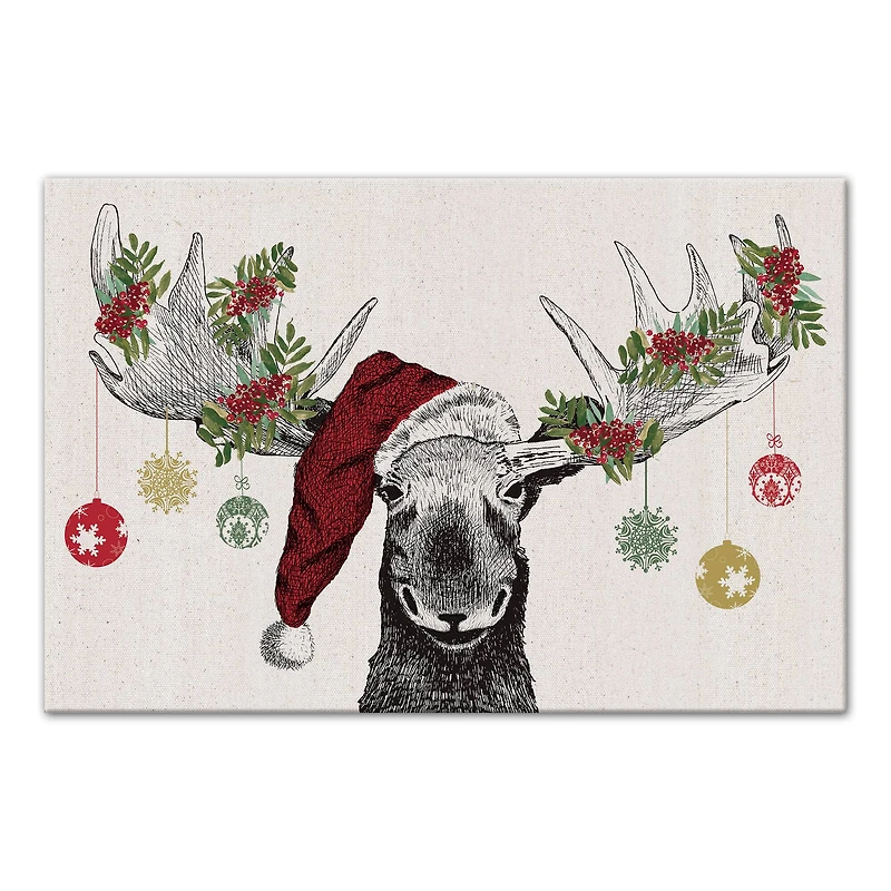 Christmas Moose Canvas Wall Art