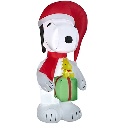 6ft. Airblown® Inflatable Christmas Peanuts™ Snoopy Holding Present with Woodstock
