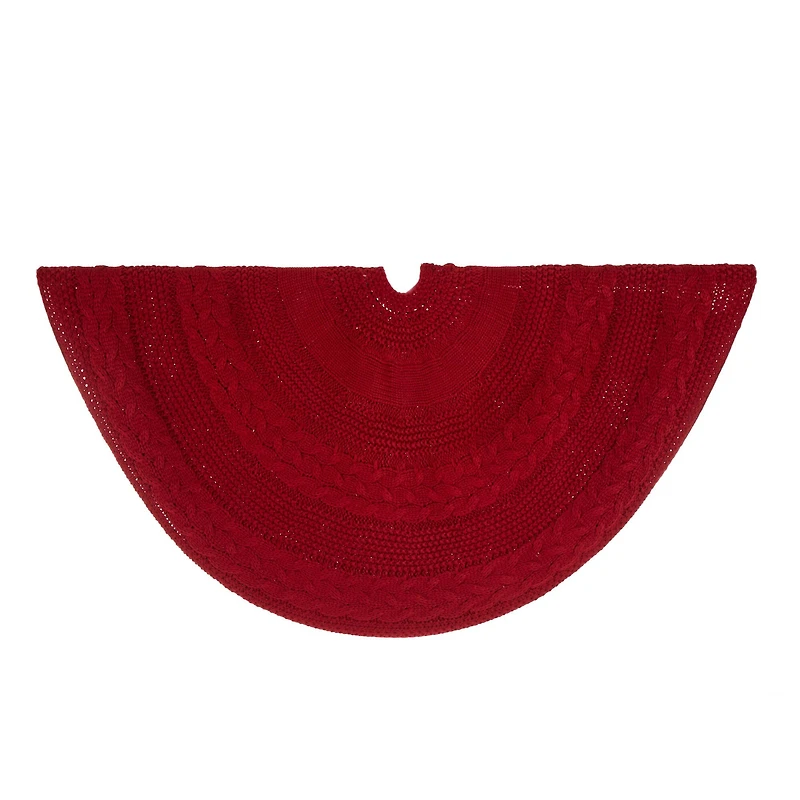 Glitzhome® 52" Red Knited Acrylic Christmas Tree Skirt