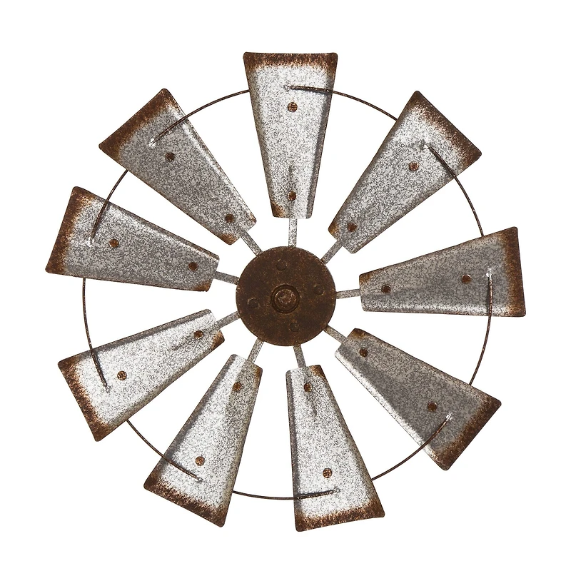 Glitzhome® 22" Farmhouse Metal Galvanized Wind Spinner Wall Décor