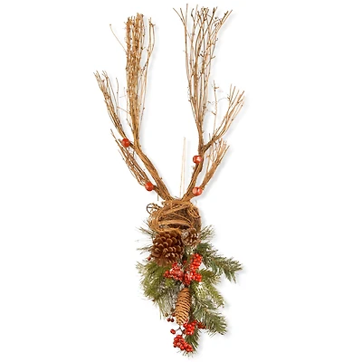 Christmas Deer with Pinecones Wall Décor
