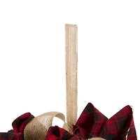 Glitzhome® 19" Christmas Plaid Fabric Wreath
