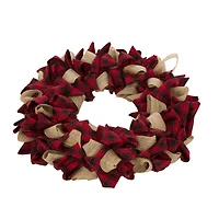 Glitzhome® 19" Christmas Plaid Fabric Wreath