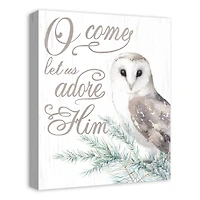 O Come Let Us Adore Him Owl Canvas Wall Art