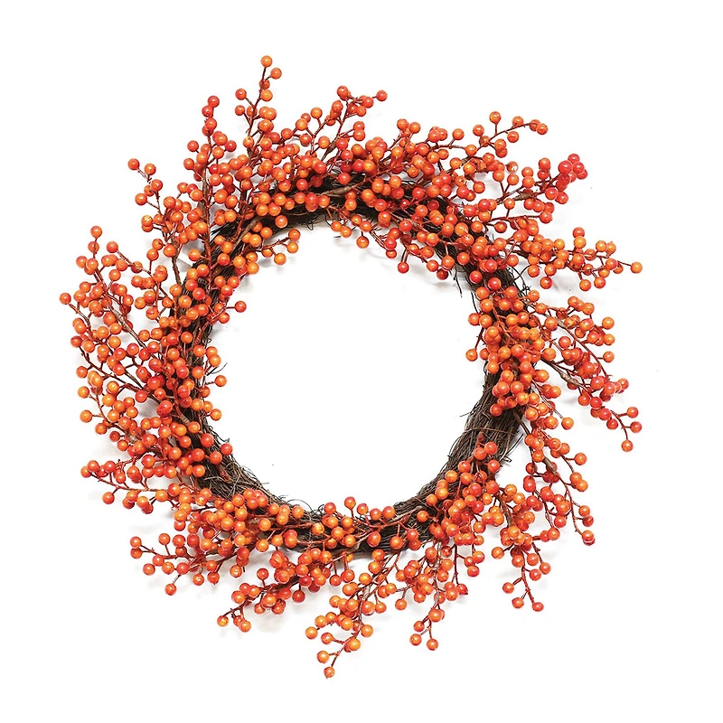 14" Red & Orange Fall Berry Wreath
