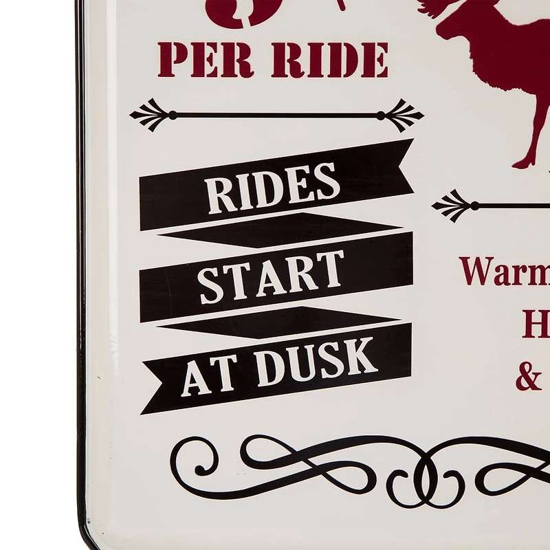 Glitzhome® Reindeer Sleigh Rides Farmhouse Metal Enamel Sign