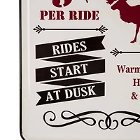 Glitzhome® Reindeer Sleigh Rides Farmhouse Metal Enamel Sign