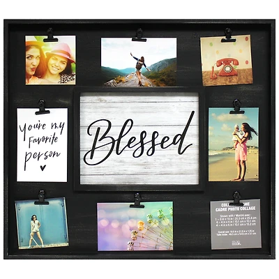 9 Opening Black Rustic Collage Frame with Clips by Studio Décor®