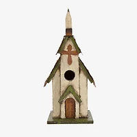 Glitzhome® Distressed Wooden Church Birdhouse