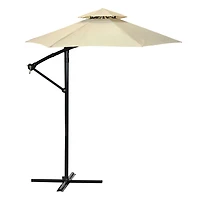 10ft. Beige & Black Patio Umbrella with Crank & Tilt 
